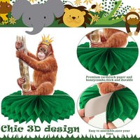 Yeaqee 12 safari animal honeycomb centerpieces with giraffe and monkey - view 5