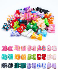 PET SHOW 20pcs Halloween Small Dog Hair Bows with Rubber Bands - 100Pcs Daily-A