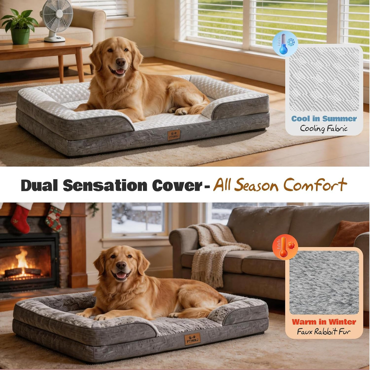 Orthopedic Dog Bed Medium Size Dog, Memory Foam Dog Bed Couch - Dark Grey / 44.0" L x 31.5" W x 7.5" Th - image 2
