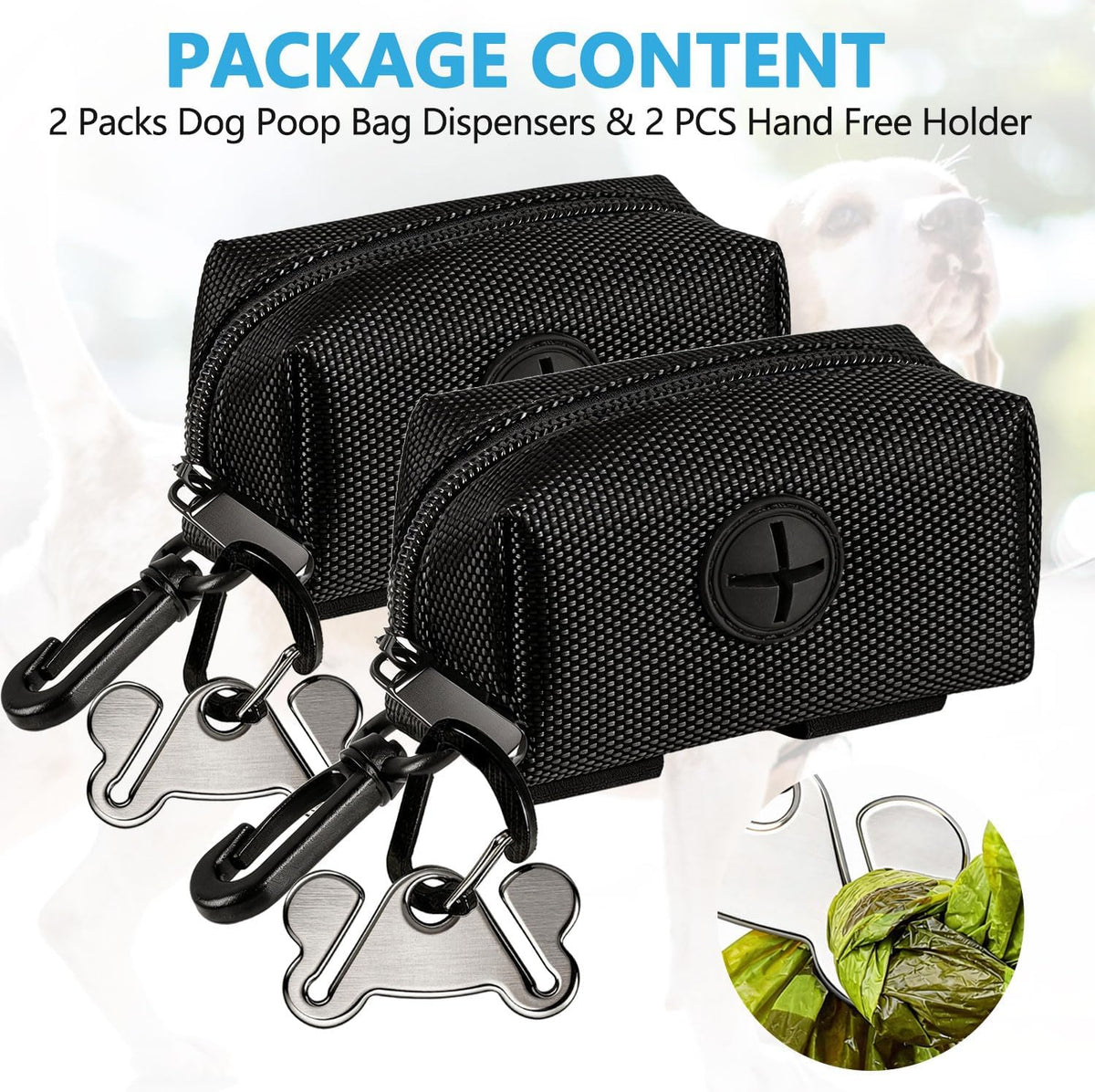 Dog Poop Bag Dispenser Holder Soft Waste Bags Roll Holders Leash Clip - 1 Count (Pack of 1) / 2PCS Black - image 2