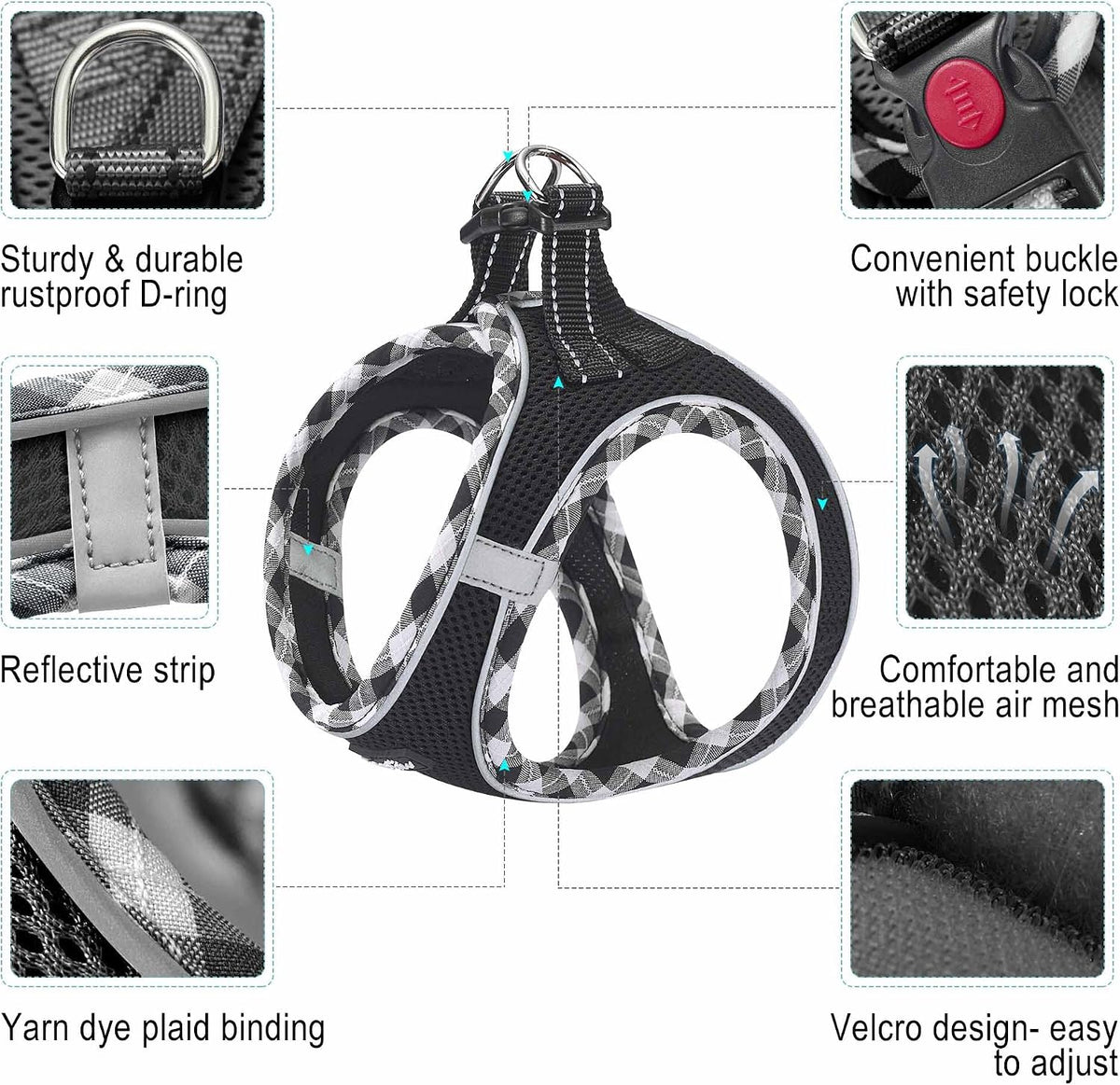 haapaw Dog Harness with Leash Set - XS / Black - image 2