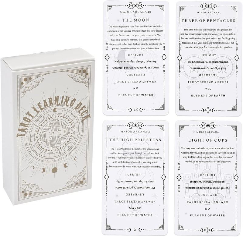 GINCEVHY 78-card beginner tarot deck with upright and reversed meanings printed