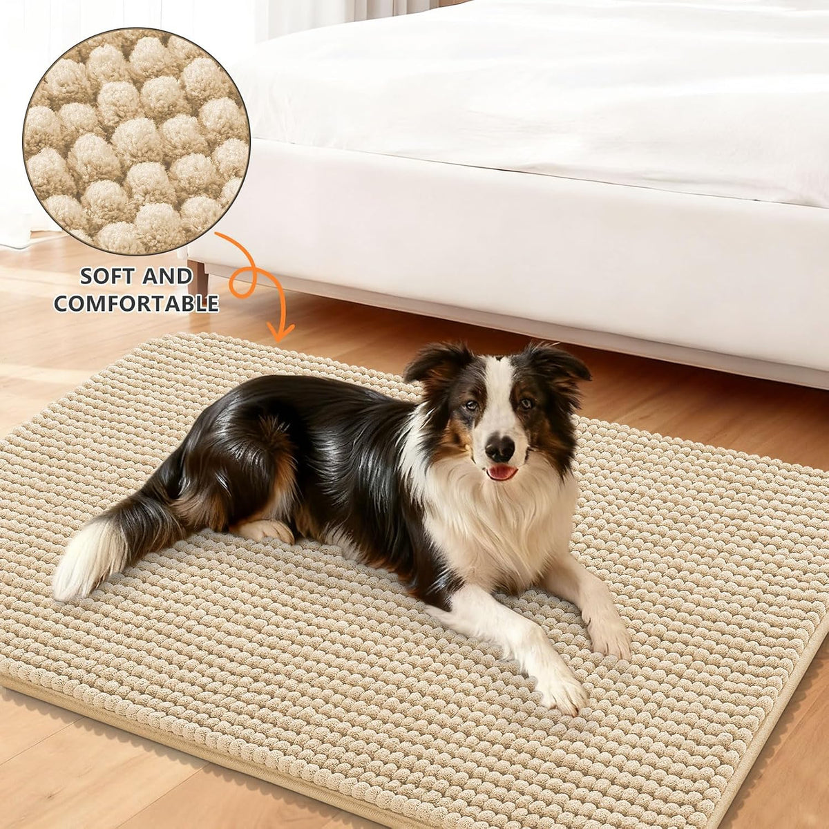 Smiry Dog Door Mat for Muddy Paws 30x20 - 71"X46" / Beige - image 2