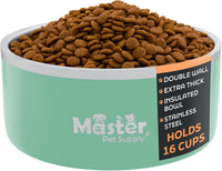 Master Pet Supply Stainless Steel Dog Bowls 128 oz Heavy Duty Aqua Sky – Essentials for Dogs - Pistachio / 16 Cups (128 oz)
