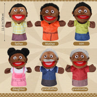 Lenwen 6 African American family hand puppets with movable mouths and colorful clothes - view 11
