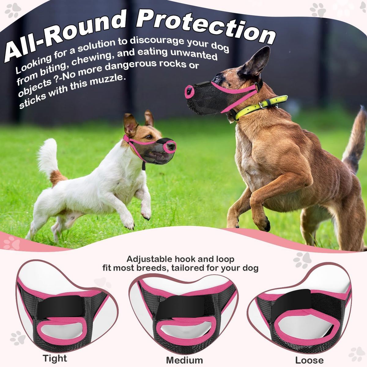 Dog Muzzle, Soft Air Mesh Muzzles for Medium Sized Dogs - Pink / XL - image 3