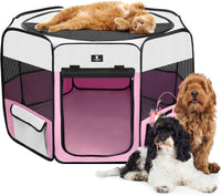 X-ZONE PET Foldable Dog Playpen - XL / A Pink