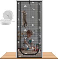 Reinforced Cat Screen Door, Fits Door Size 32" x 80" - Black / 35'' W x 83'' H