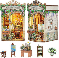 DIY Miniature House Kit, Pet Shop Book Nook Kit with LED Light - Monet's Studio