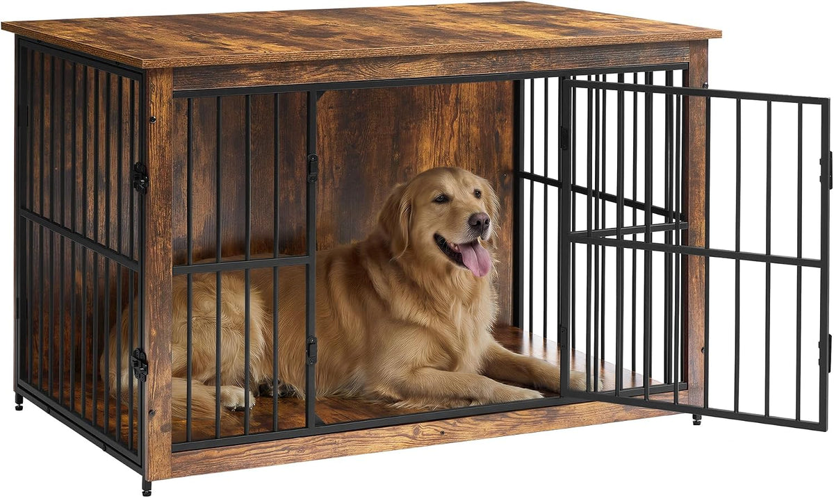 Feandrea 38" Dog Crate Furniture - Honey Brown + Matte White / 48.0"L x 29.0"W x 29.0"H