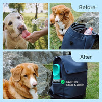 MalsiPree Leak Proof Portable Dog Water Bottle & Dog Travel Water Bottle Dispenser with Bowl - 12 oz, Blue - Food Grade Plastic- Puppy Essentials - Pet Travel Portable Doggy Bowl