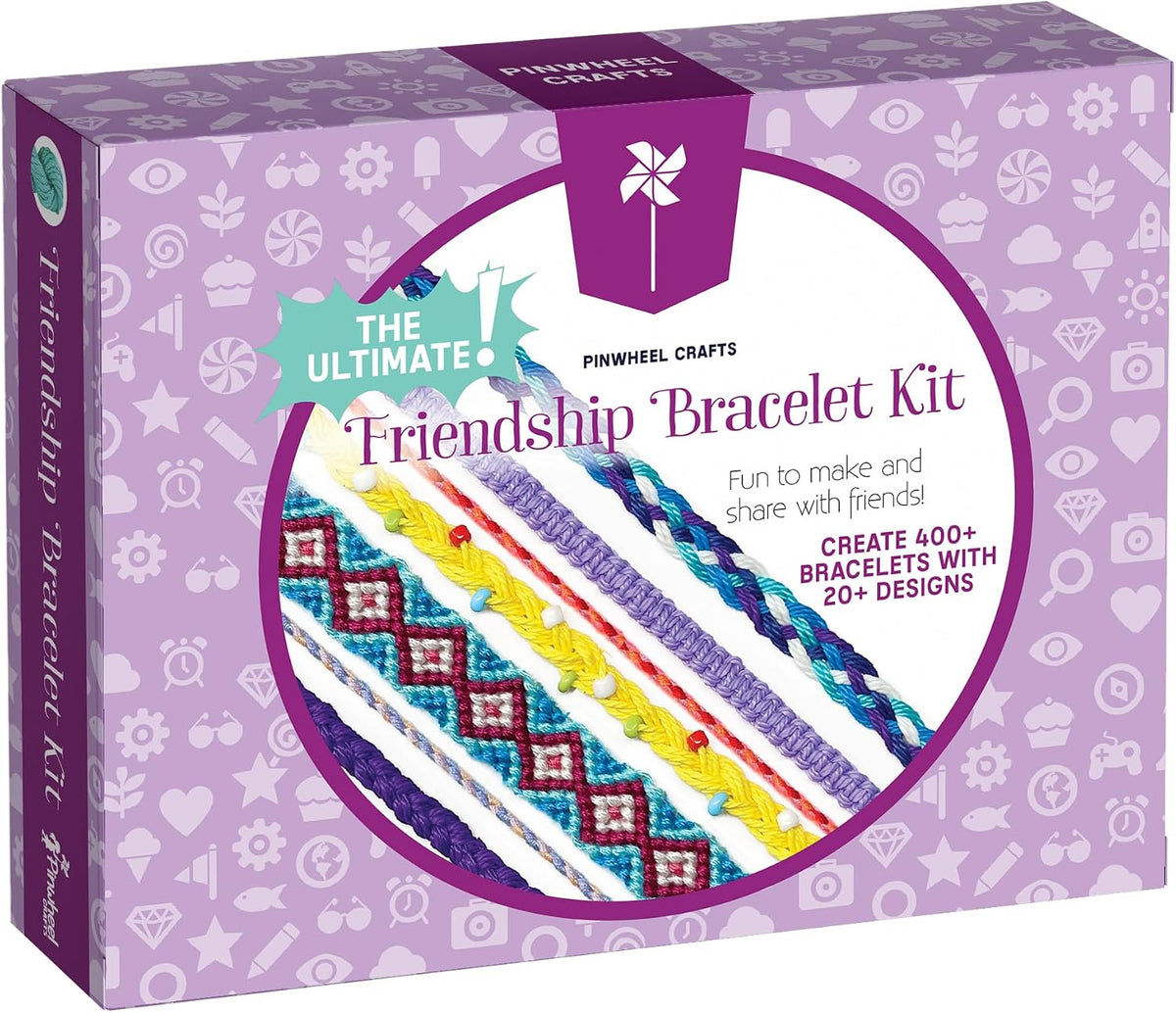 Pinwheel Crafts friendship bracelet kit with 100 floss threads, beads and storage bag - view 2