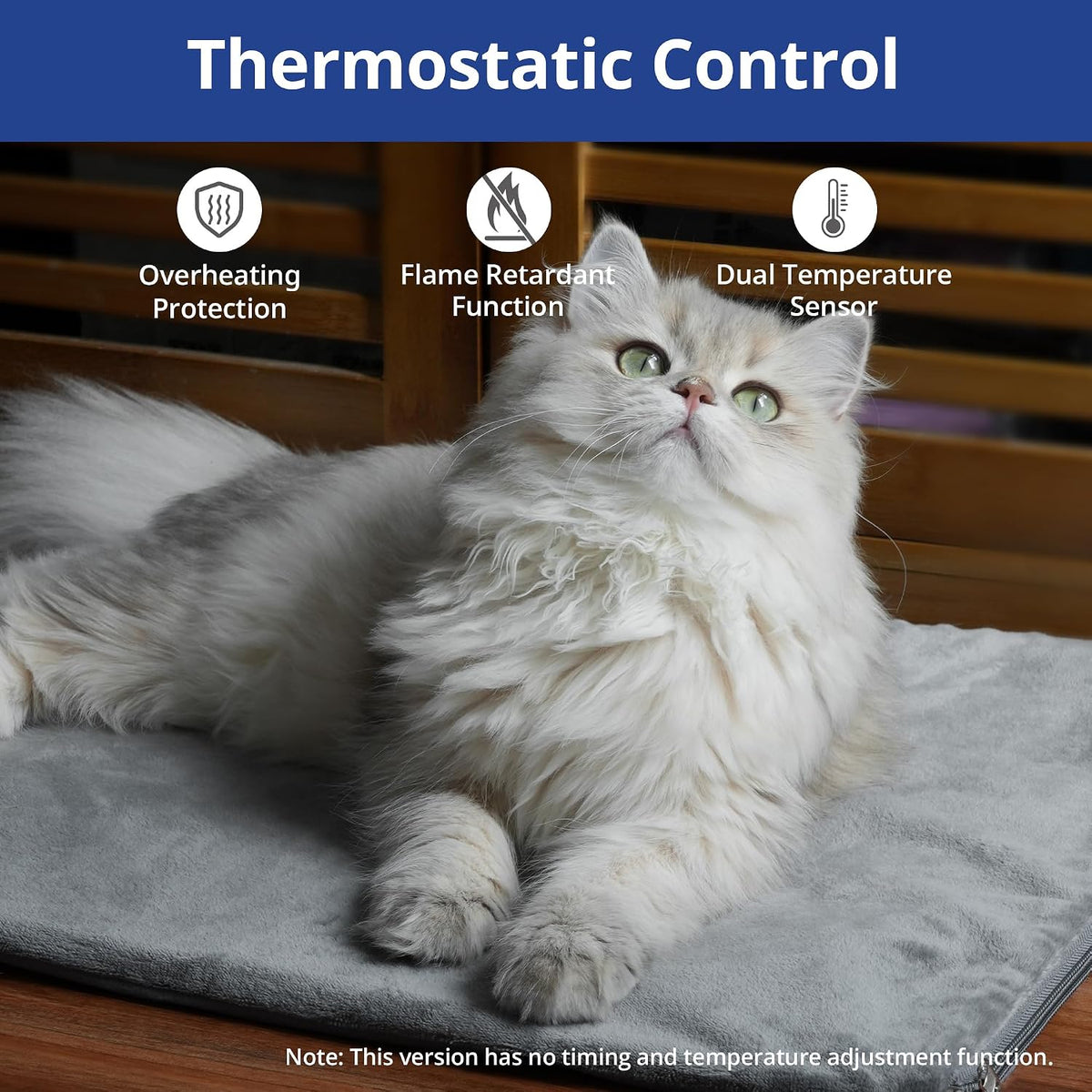 NICREW Cat Heating Pad, Consistent Heat, 17.7"x15.7", 30W - Gray / 27.5"L x 15.7"W x 0.4"Th - image 2