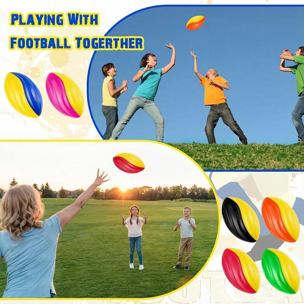 Jerify mini foam footballs for kids, 12 soft 5 inch spiral balls in 6 two-tone colors - view 12