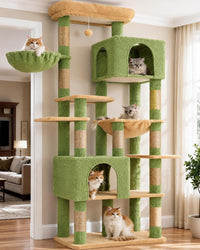 Heybly Cat Tree, 76-Inch Tall Heavy Duty Cat Tower for Big Cats HCT039G – Essentials for Cats - Green and Yellow / 76.8 inch