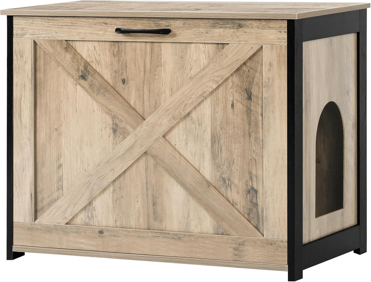 Cat Litter Box Enclosure, Hidden Litter Box Furniture - Greige / 27.6"L x 19.7"W x 21.7"H