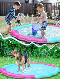 Jasonwell non slip splash pad sprinkler for kids and dogs spraying water in a backyard - view 26