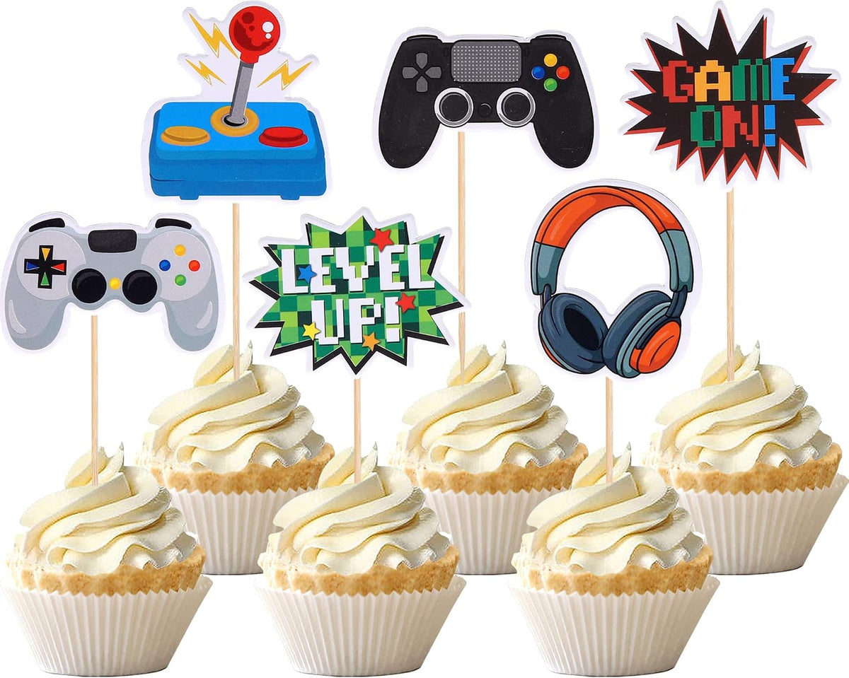 ZHUOWEISM 36 video game cupcake toppers with game controller designs - view 5