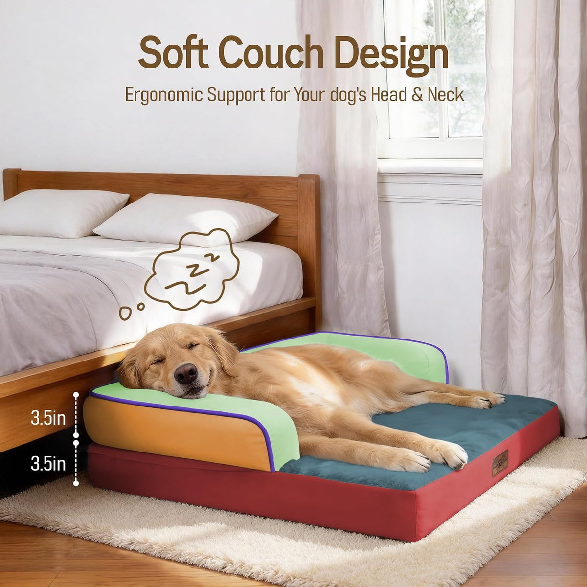 Comfort Expression Orthopedic XL Dog Bed for Large and Extra Large - Mint Fiesta / 36"L x 27"W x 7.5"Th - image 3