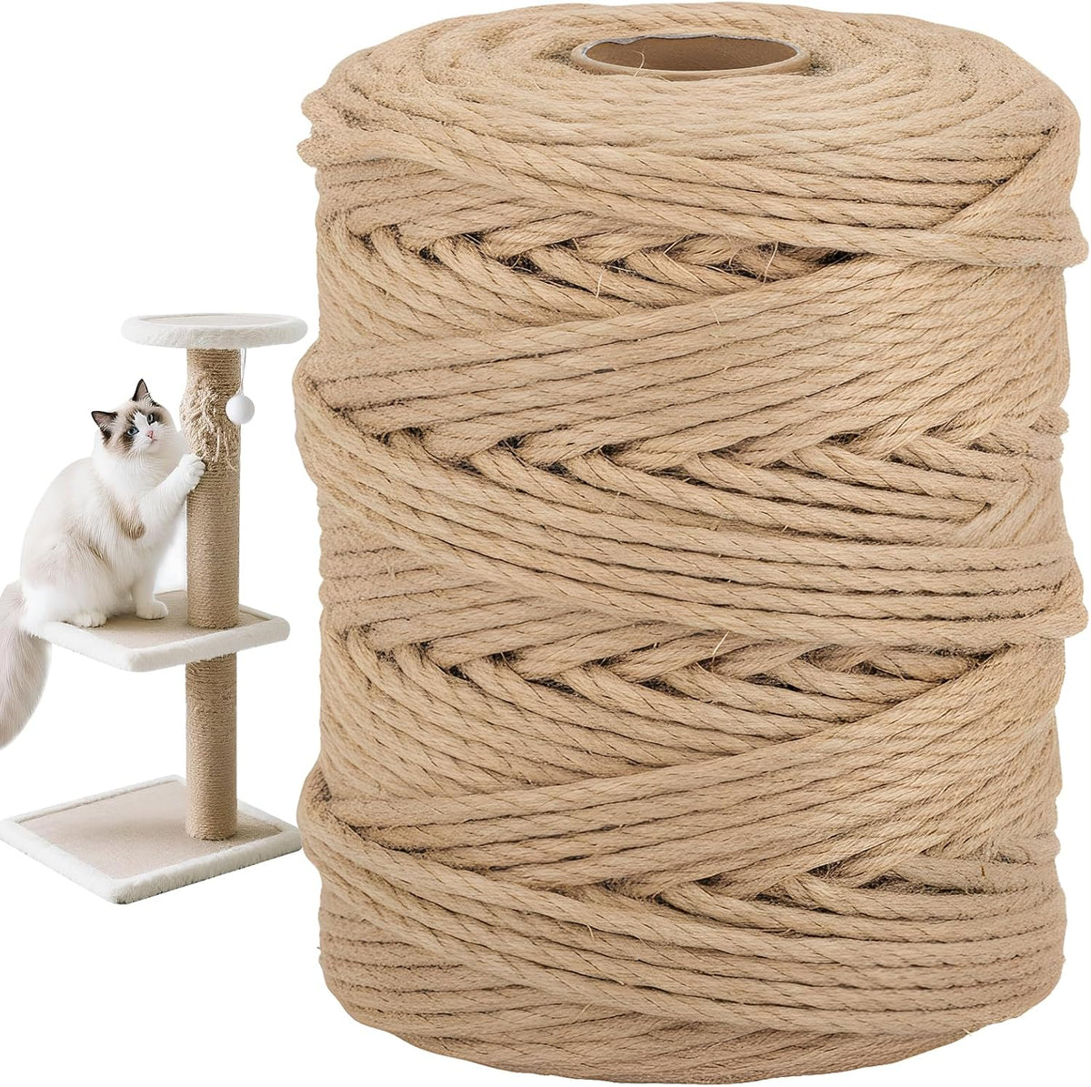 Natural Sisal Rope for Cat Scratcher - 1/4 Inch x 328 Feet