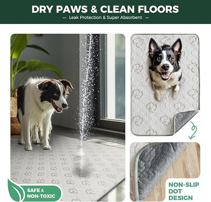 FXW Washable Pee Pads for Dogs, Puppy Pads with Super Absorbent, Specifically Designed for Whelping Box, 47" Round, Khaki, 2 Packs