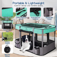 ROMANTIC BEAR Dog Playpen, Foldable Pet Puppy Cat Playpen, L - Green / Medium(31"x23"x21") - image 3