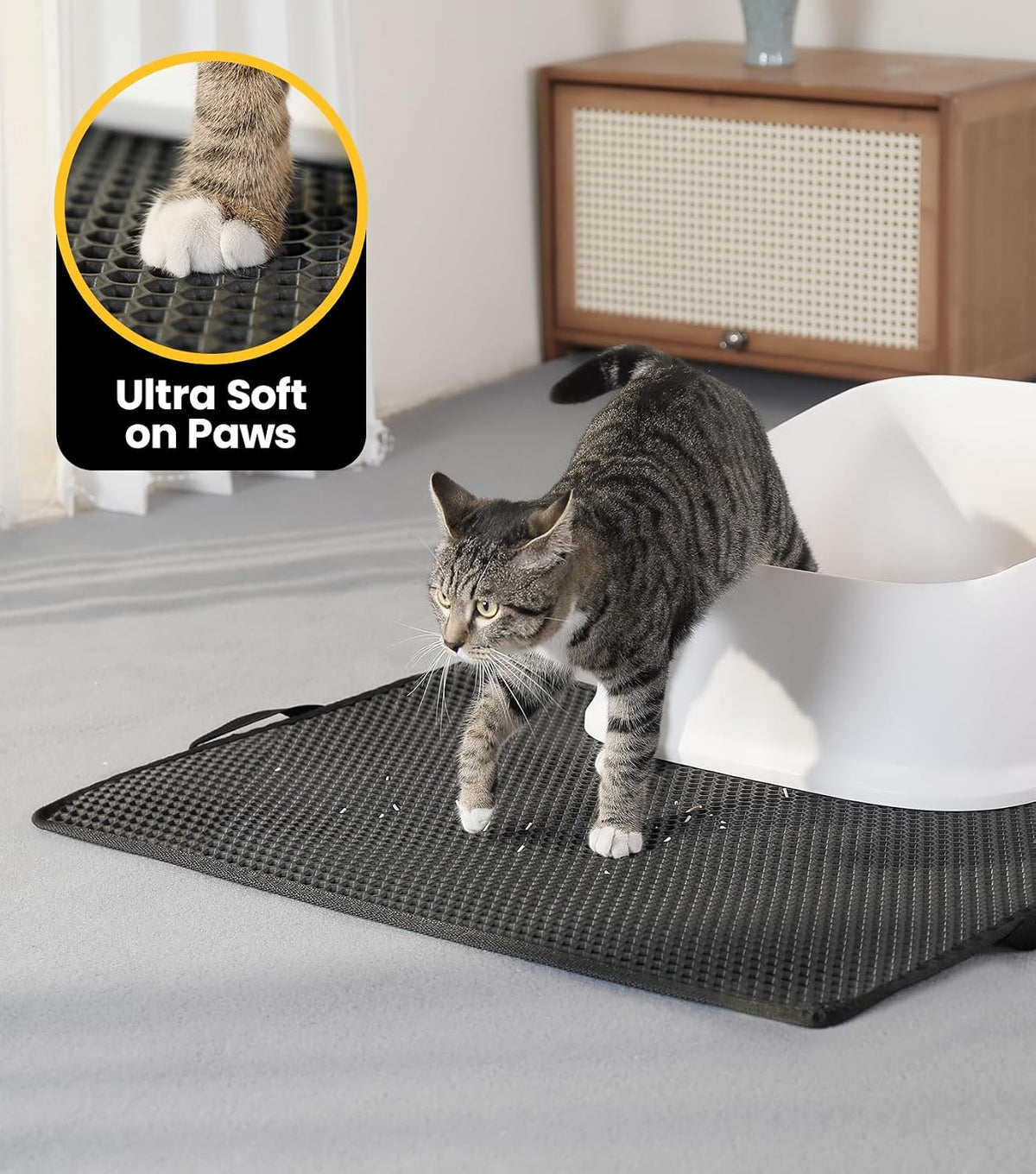 Conlun Cat Litter Trapping Mat for Small Spaces - Black / Large (30" x 22") - image 4