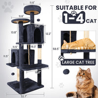 58.5inch Large Cat Tree Tower Condo for Indoor Cats - 58.5in / Light Black - image 2