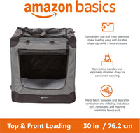 Amazon Basics Portable Folding Soft Pet Dog Crate Carrier Kennel - GREY / 30.0"L x 21.0"W x 21.0"H - image 2