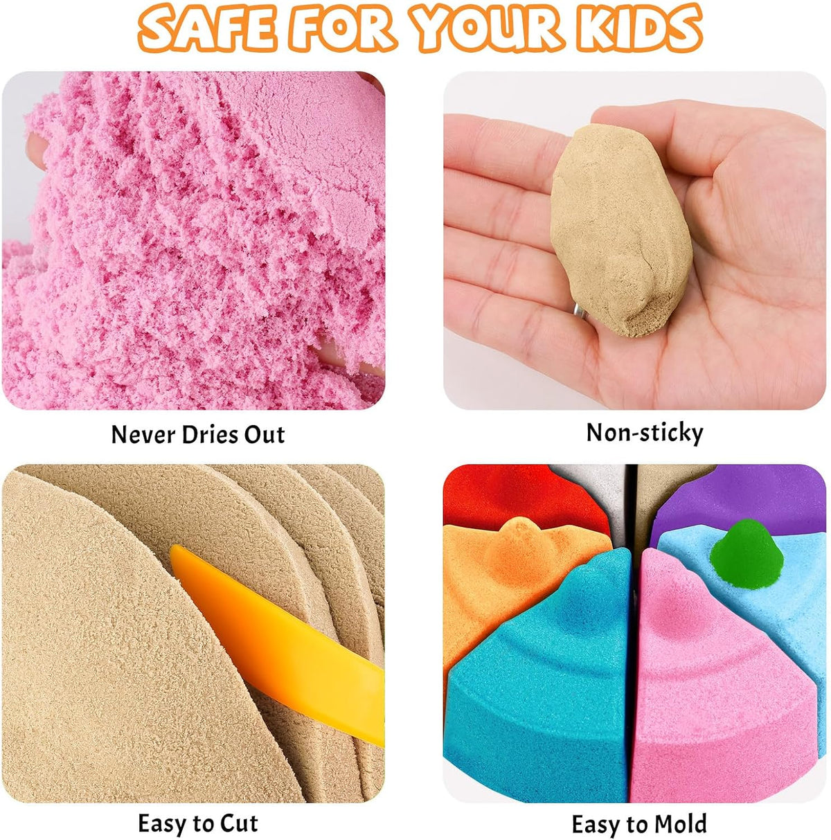 NiToy FlexiSand 11lbs Toy Sand 5 Colors Self-Sticking Non-Toxic - 5 Light Colors - image 2