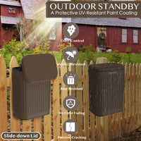 Wall Mount Dog Poop Trash Can Outside Odor Control - Espresso-Walnut Brown - image 2