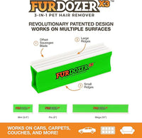 FurDozer X3 PRO Pet Hair Remover & Auto Detailing Tool - Cat & Dog Hair Remover for Carpets, Car Interiors, Couches, Bedding, & Pet Furniture - Reusable Pet Hair Removal Tool for Dog Fur & Lint, 5"