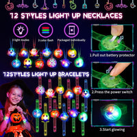 Tiaxidex 118-piece Halloween light up party favors with rings and necklaces - view 3
