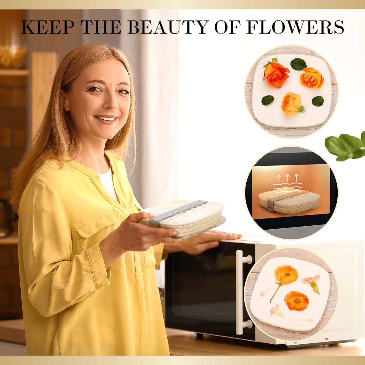 Aboofx Microwave Flower Press 6.3" 3 Layers Fast Drying Pressed - 3 Layers 6.3 x 6.3 inch - image 4
