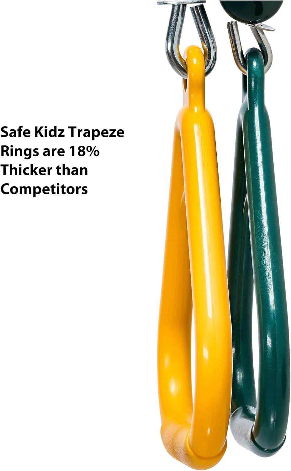 Safe Kidz 18-inch trapeze swing bar with rings and 48-inch heavy duty chain in green - view 4