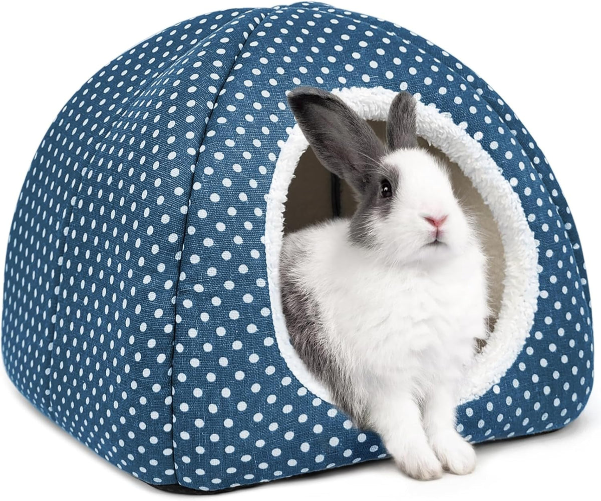 Rabbit Hideout Large Bunny Bed Washable Rabbit House – Daily Care for Small Pets - Dark blue