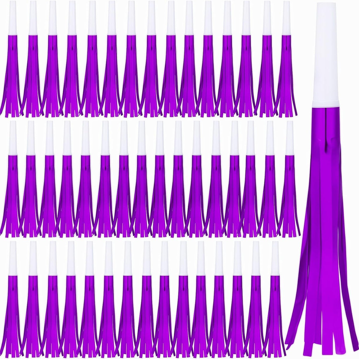 LCPQMZGH 48 silver glitter metallic fringed noise makers party horns - view 8