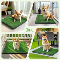 Portable Dog Litter Boxes with 2 Pack Replacement Artificial Grass,Indoor Outdoor Potty Training Turf,Washable Reusable Pee Pad for Dogs, Balcony Fake Grass Pad with Tray(Dog Litter Box, 20''x25'')