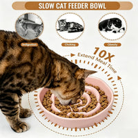 Elevated Slow Feeder Cat Bowls - Pink / 2 pack slow feeder - image 4