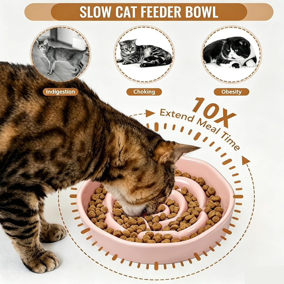 Elevated Slow Feeder Cat Bowls - Pink / 2 pack slow feeder - image 4