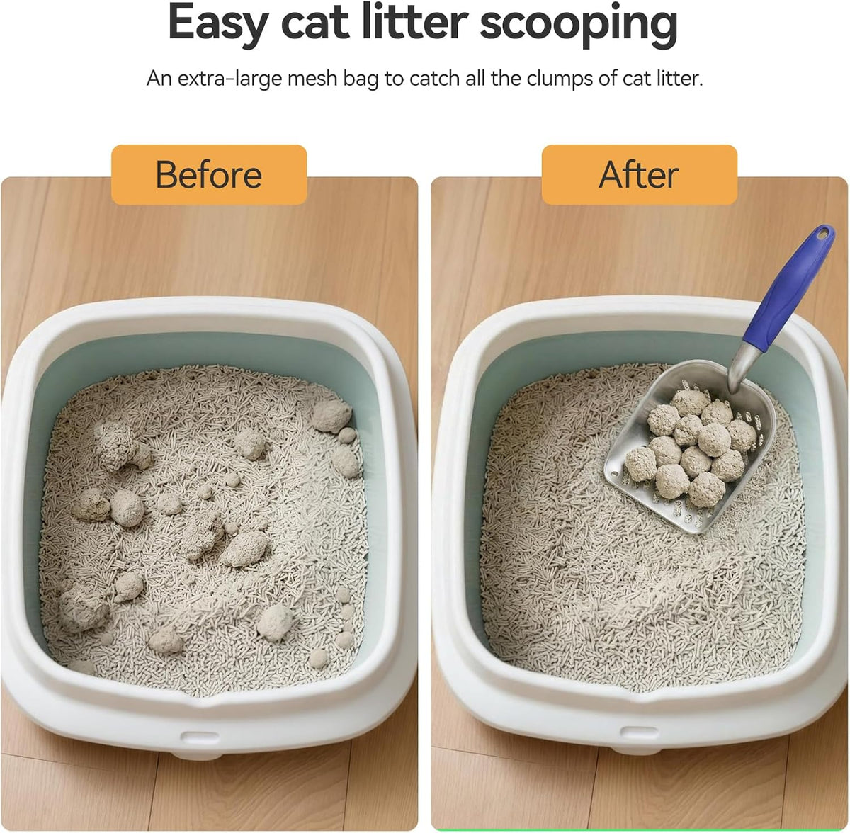 Cat Litter Scoop, Kitty Metal Scooper with Long Handle – Daily Care for Cats - Large / Blue - image 4