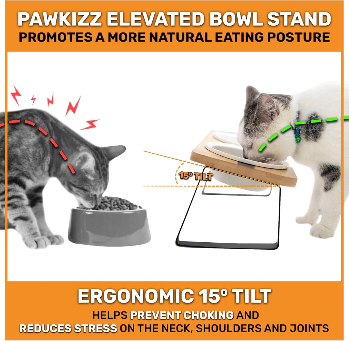 Elevated Cat Bowl Stand for Food and Water - Ceramic Cat Ear Bowl with Stand - image 2
