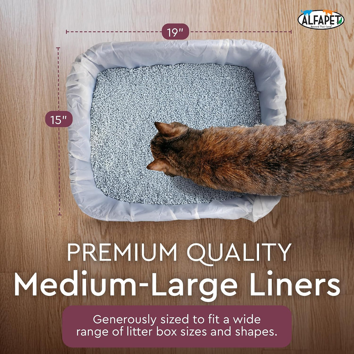 Alfapet large cat litter box liners, 12 count, with Sta-Put elastic fit - view 4