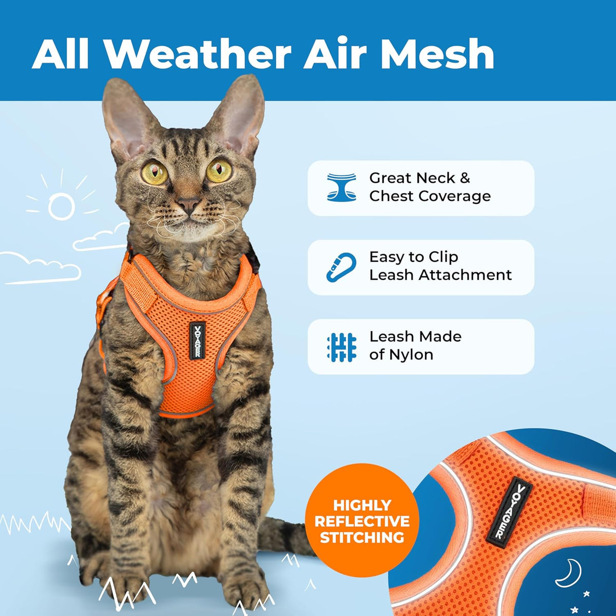 Voyager Escape-Proof Step-in Harness & Leash, Orange - Orange (327) / S (Chest: 15 - 18") - image 3