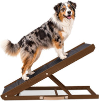 Adjustable Dog Ramp for Bed, Wooden Dog Ramp for Couch - Brown / 39" Long x 13.4" Walking Space