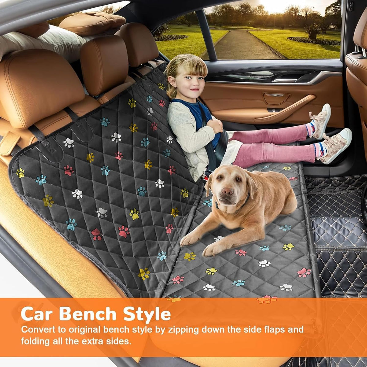 URPOWER Dog Car Seat Cover for Back Seat - Colorful / Standard - 54" Length - image 3