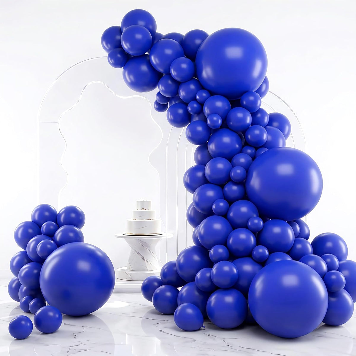 RUBFAC Gold Balloons Different Sizes Chrome Gold Balloon Arch Kit - Royal Blue