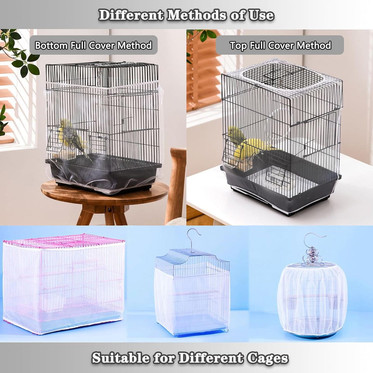 Adjustable Bird Cage Netting - White / Circumference 59″-87″, height 15.7″ - image 3