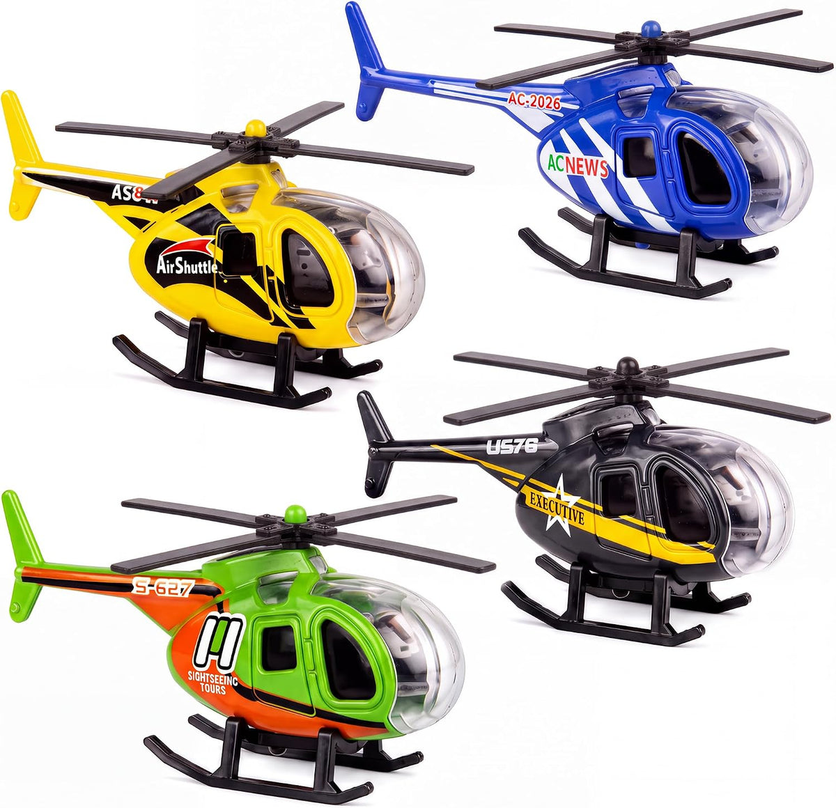 ArtCreativity Diecast Helicopter Toy, Police, Fire Engine, EMS - Civilian Theme