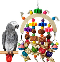 Wooden Parrot Chew Toy, Hanging Foraging Toy for African Grey & Macaw Birds – Essentials for Birds